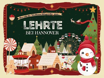 Produktbild von vianmo Holzschild 30x40 cm Weihnachtsgrüße aus Lehrte bei Hannover Weihnachten