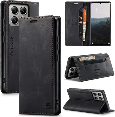 Obrázek produktu pro Pouzdro pro Xiaomi 14T Pro RetroPolyuretanKožené Pouzdro, Stojánek a Ochranné Pouzdro černé