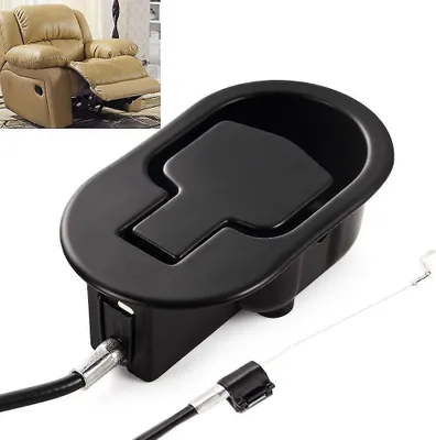 Produktbild von Ersatzteile für Liegesessel – Universal-Zuggriff aus schwarzem Metall mit Kabel – passend für Liegesessel der Marken Ashley und Major Recliner im Couch-Stil