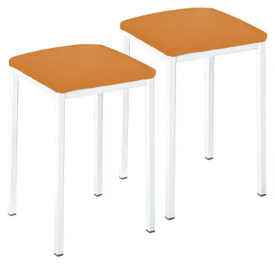 Image de ASTIMESA TACUBL Deux tabourets de cuisine, carrés, en similicuir, structure en métal aluminium orange, hauteur d'assise : 45 cm
