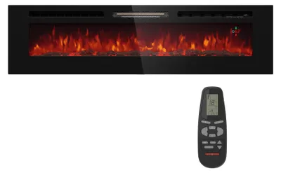Image de Cheminée décorative Klarstein avec flammes LED, cheminée électrique avec chauffage et cheminée, cheminée électrique 1800 W avec télécommande, minuterie & thermostat réglable, cheminées électriques économiques.