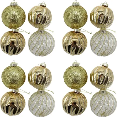 Produktbild von Glas Weihnachts-Kugel Mix Ø 10cm - 16 Stück gold
