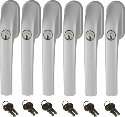 Produktbild von Abus FG300 abschließbarer Fenstergriff silber, im Set 6 Stück gleichschließend, Schließung AL0089 mit insgesamt 12 Schlüssel