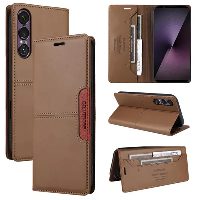 Produktbild von Handyhülle für Sony Xperia 1 VII Hülle, Leder Flip Wallet Kartenfach Stand Schutzhülle Braun