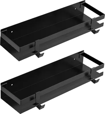 Produktbild von 2-teiliges Edelstahl Gewürzregal | Wandmontage ohne Bohren | Schwarzes Gewürzregal für Küche – Organizer für Gewürze