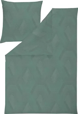 Produktbild von Estella Mako Jersey Bettwäsche 155x220 Quinn alge grün Rauten 6895-545