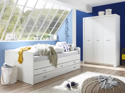 Image de Lit cabine Arkea 120x200 avec 3 tiroirs - blanc
