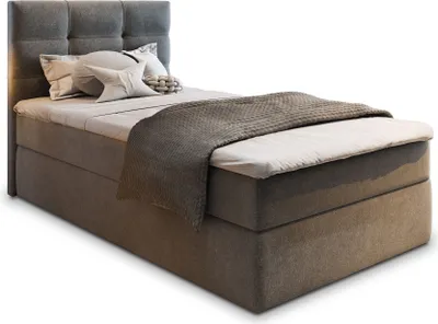 Produktbild von Masseno Boxspringbett GLOS 100 100x200 cm Komplett-Set mit Bonell Matratze und Topper, Polsterbett mit Bettkästen -Grau, COSMIC 160
