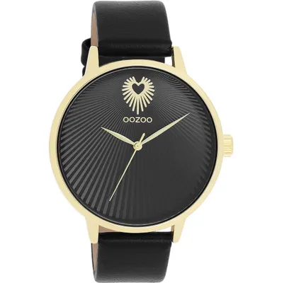 Produktbild von Oozoo Damen Lederarmband Uhr Timepieces schwarz Analog Quarzuhr UOC11242
