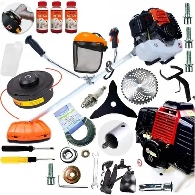 Produktbild von Motorsense Rasentrimmer Benzin 49m3 Sense Freischneider 6 PS viel Zubehör Set