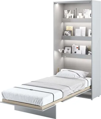 Produktbild von Furniture24 Schrankbett Bed Concept Lenart, Wandklappbett mit Lattenrost, V-Bett, Wandbett Bettschrank Schrank mit integriertem Klappbett Funktionsbett BC-03, 90 x 200 cm, Grau/Grau, Vertical