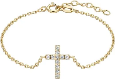 Produktbild von 375 Echtgold Armband Damen Kreuz Anhänger mit Zirkonia