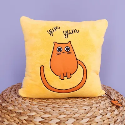 Produktbild von Milk&Moo Tombish Cat Baby Dekokissen mit Füllung, Baby & Kinder Kuschelkissen, Deko-Kissen für Kinderzimmer, %100 Baumwolle, spizelles Design, orange