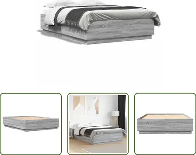 Produktbild von The Living Store Bettgestell Grau Sonoma 120x200 cm Holzwerkstoff