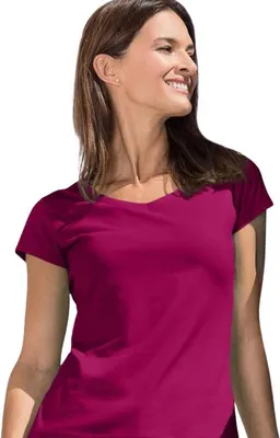 Obrázok produktu pre Bavlnené dámske tričko s výtrihom do V, 100% bavlna, bez potlače, jednofarebné, 180g/m2, farba fuchsia red, veľkosť XS