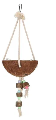 Productafbeelding van Vogelhuis van kokosnoten, met ladder en haken, geschikt voor kleine en middelgrote vogels