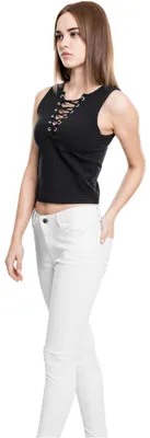 Image de Débardeur pour femme Urban Classics Ladies Lace Up Cropped Top noir - M