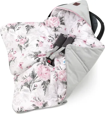 Produktbild von Pepi Einschlagdecke Babyschale Kindersitz Decke für Autositz Babydecke Maxi Cosi mit Velvet 90×90 cm Pink Flowers