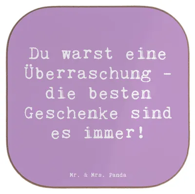 Produktbild von Mr. & Mrs. Panda Holzuntersetzer Spruch Überraschung Adoptivkind - Lavendeltraum - Geschenk, Lächeln, bieruntersetzer, Liebe, Geschenke, Familienbande, Jubiläen, Coaster