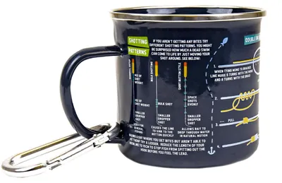 Emaille Tasse mit Angeltipps, 500 ml, Schwarz