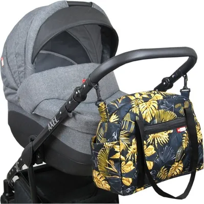 Produktbild von BabyLux Wickeltasche COLORFUL Kinderwagen Buggy Große Handtasche Babytasche 79. Schwarz + Gold