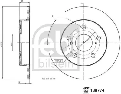 Obrázek produktu pro 2x zadní brzdový kotouč FEBI BILSTEIN 188774