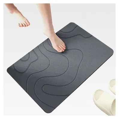 Produktbild von Badematte aus Kieselgur Set, Anti-Rutsch-Badematte, Schnelltrocknende Steinmatte für das Badezimmer, Duschmatte, Antibakterielle Steinbadematte, Rutschfester Duschvorleger, Saugfähige Kieselgurmatte, 60X39CM