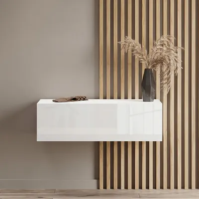 Produktbild von Planetmöbel Flur Möbel Garderobe Hängeschrank 1x 100 cm weiß, Wandgarderobe hängend oder stehend