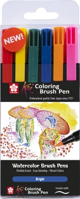 Produktbild von Sakura Brushpen Set Koi 6 Farben Bright - Kreative Stifte