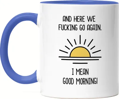 Produktbild von Guten Morgen Tasse Blau Spruch Sonnenaufgang Arbeit Büro Good Morning Geschenkidee Kollegen Chef Freunde