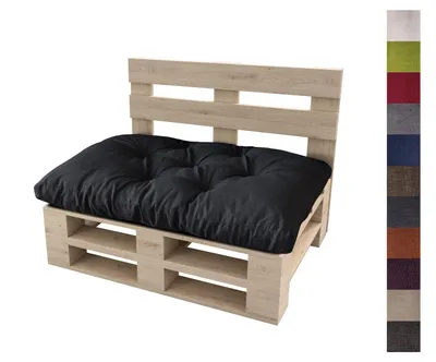 Produktbild von sunnypillow Palettenkissen für Gartenmöbel - Sitzkissen 120 x 50 cm - Palettenauflage für Palettensofa - Palettenpolster, Sitzpolster für Palettenmöbel - Gesteppte Gartenkissen - Kissen Schwarz