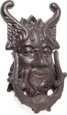 Immagine prodotto di Moritz campanello battiporta testa di diavolo stile antico in ghisa campanello battiporta barocco campanello porta d'ingresso decorazione porta porta gong