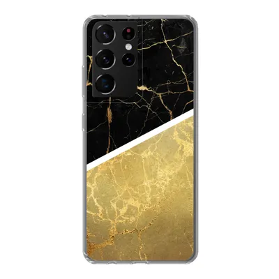 Produktbild von MuchoWow® Handyhülle Schutzhülle Hülle für Samsung Galaxy S21 Ultra Marmor - Schwarz - Gold Silikon Softcase Handy Hülle - Mobiltelefon