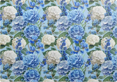 Produktbild von Blumenhortensienmuster – Bodenschutzmatte – Rutschfest – Schutzmatte für Büro – Vinylmatte – Stuhlunterlage  – 100 x 100 cm
