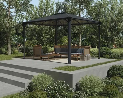 Image de Gazébo tonnelle 10.6m² gris anthracite - Palram - 705231 - martinique 3600
