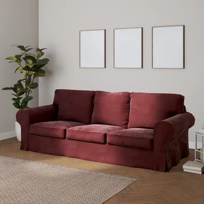 Produktbild von Dekoria Bezug für Ektorp 3-Sitzer Sofa nicht ausklappbar, bordeaux, Sofabezug für Ektorp 3-Sitzer nicht ausklappbar