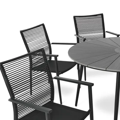 Produktbild von di volio Gartenmöbel ARPINO, runder Gartentisch mit 6 Stühlen - Set, Essgruppe für 6 Personen, langlebig & wetterfest, aus robusten Materialien