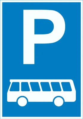 Produktbild von Reisebus Bus Parkplatz Schild A4 Rückseite selbstklebend