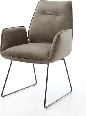 Produktbild von DELIFE Esszimmerstuhl Zoa-Flex Mikrofaser Taupe Vintage Kufengestell Schwarz Taschenfederkern