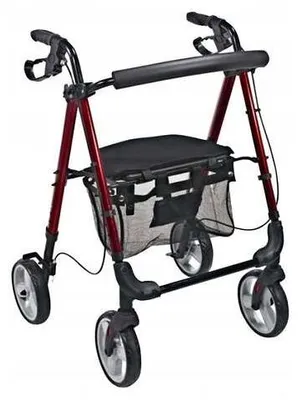 Produktbild von ARmedical Rollator klappbar 4-Rad Aluminium rot mit Sitz und Tasche