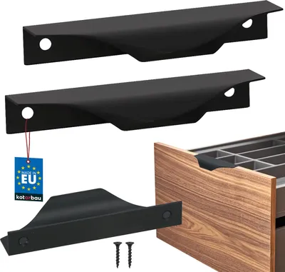Image de KOTARBAU® Lot de 2 poignées de meuble Poignées de meuble 96 / 116 mm ZnAl Poignées de cuisine Noir Poignées de meuble Poignée de porte Profilé Poignées de porte Cuisine Poignées de tiroir Poignées pour armoires de cuisine Moderne