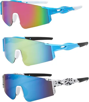 Image de Lunettes de soleil de sport, lot de 3, polarisées, protection UV400, pour activités de plein air