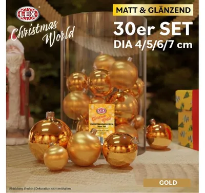 Produktbild von Christbaumkugel-Set Gold 30tlg.