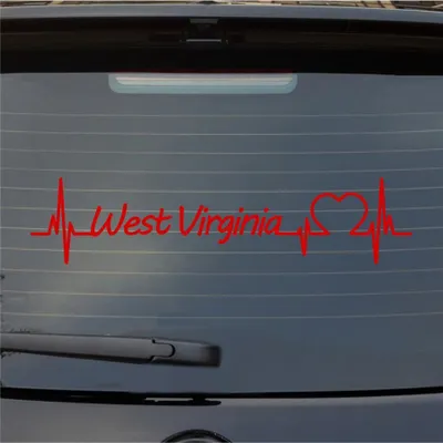 Produktbild von Heckscheibenaufkleber West Virginia Herzschlag Puls Staat USA Liebe 55x12 cm Rot Auto Aufkleber Sticker