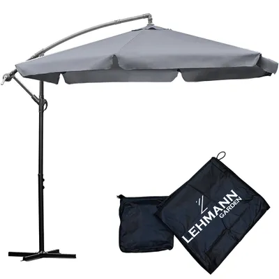 Obrázok produktu pre Lehmann slnečník Ø 300 cm so stojanom, UV ochrana, vodotesný (grafit)
