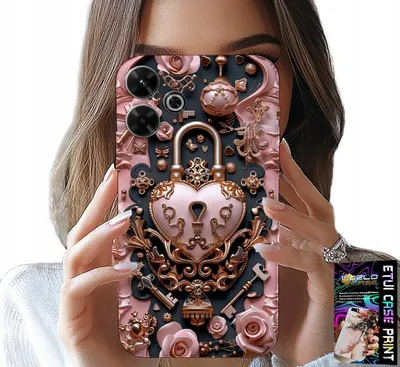 Image de Étui pour Xiaomi Redmi 13 4G - Motifs féminins et tendance : cadenas, cœur, rose