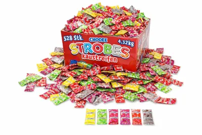 Produktbild von 528x Kaustreifen Frucht Mix 4,32kg einzeln verpackt Süßigkeiten Großpack