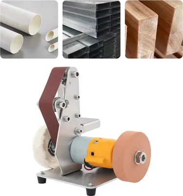 Obrázek produktu pro Pásová bruska – mini stolní bruska – pás 2,5 × 76,2 cm – 7stupňová regulace otáček – motor 775 – pro nože, dřevo a kov – brusný pás a lešticí kotouč