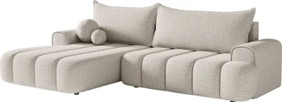 Produktbild von Selsey DANDELINO - Ecksofa mit Schlaffunktion, Stauraum und Bouclé-Bezug, creme, links