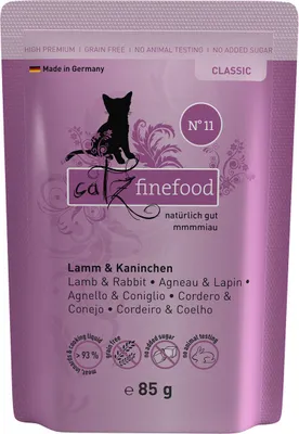 Produktbild von Catz finefood N° 11 - Lamm & Kaninchen, Adult, jede Rasse, Lamm, Kaninchen, 85 g, Ohne künstliche Farbstoffe